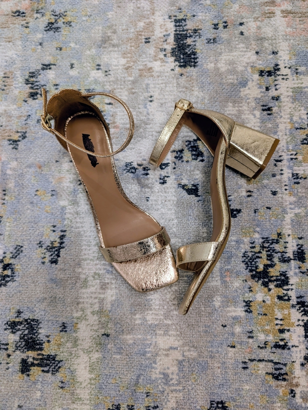Like New! Abound Gold Metallic Block Heel Sandals